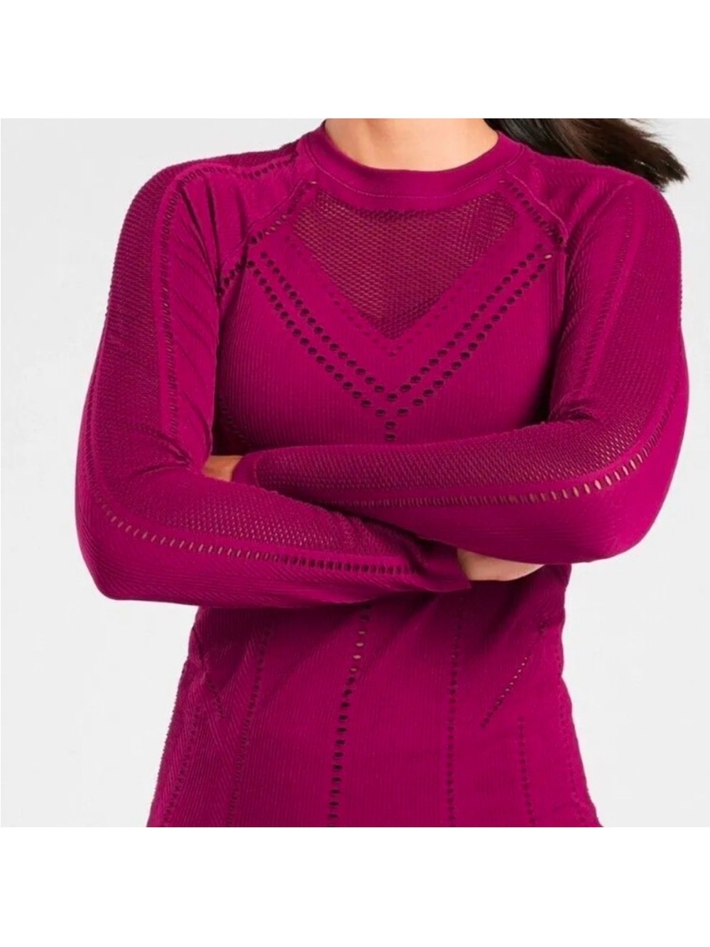 Athleta Oxygen Mesh Long-Sleeve Top magenta small